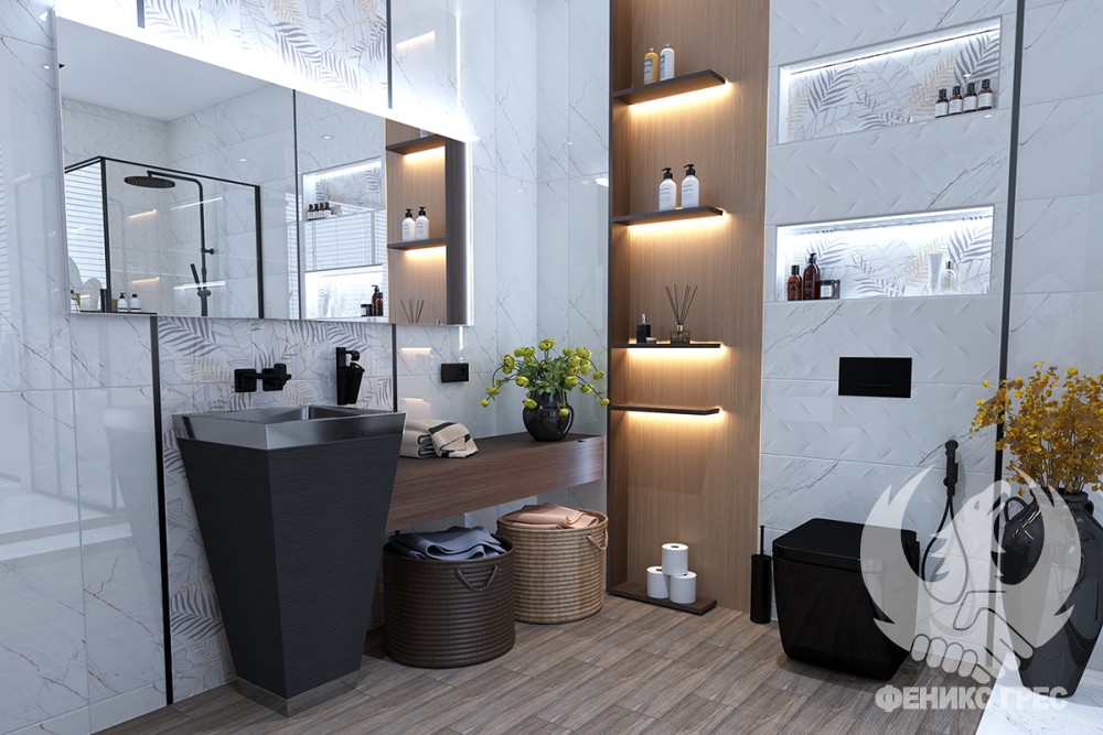 Amposta Silver 30x90 серия плочки за баня