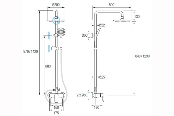 SAYRO CONJUNTO DE DUCHA CROMO SAYRO CR1